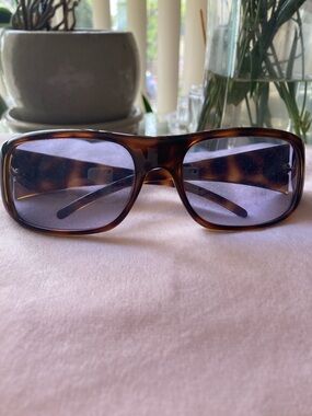 Gucci Tortoise Frame Sunglasses with Purple Lenses